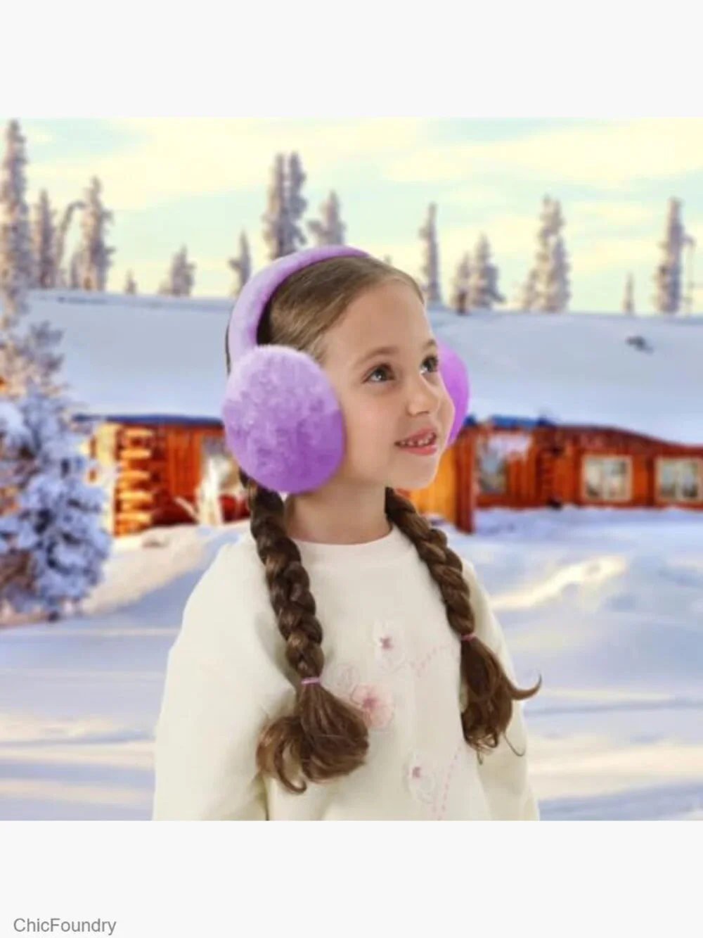 Kids Plush Earmuffs and Gloves Set Faux Fur Ear Warmers Winter Outdoor